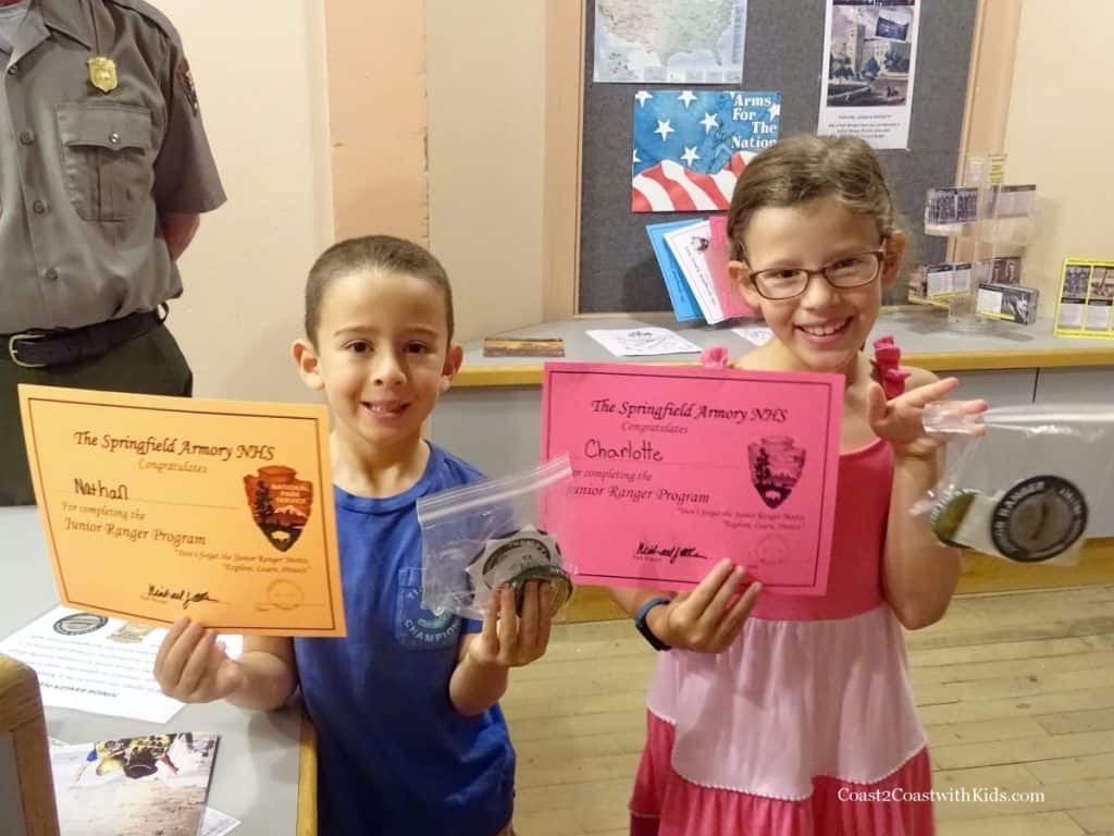 kids with Junior Ranger Booklet at the Springfield Armory National Historic Site.