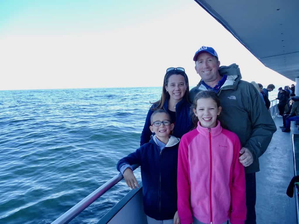 family on deck of whaling museum tour boat