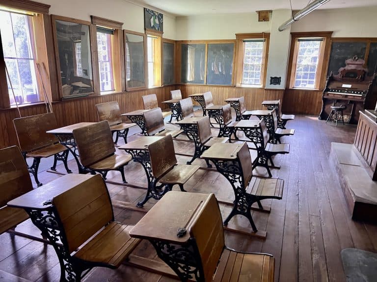 Playing “I Spy” at Canterbury Shaker Village in New Hampshire