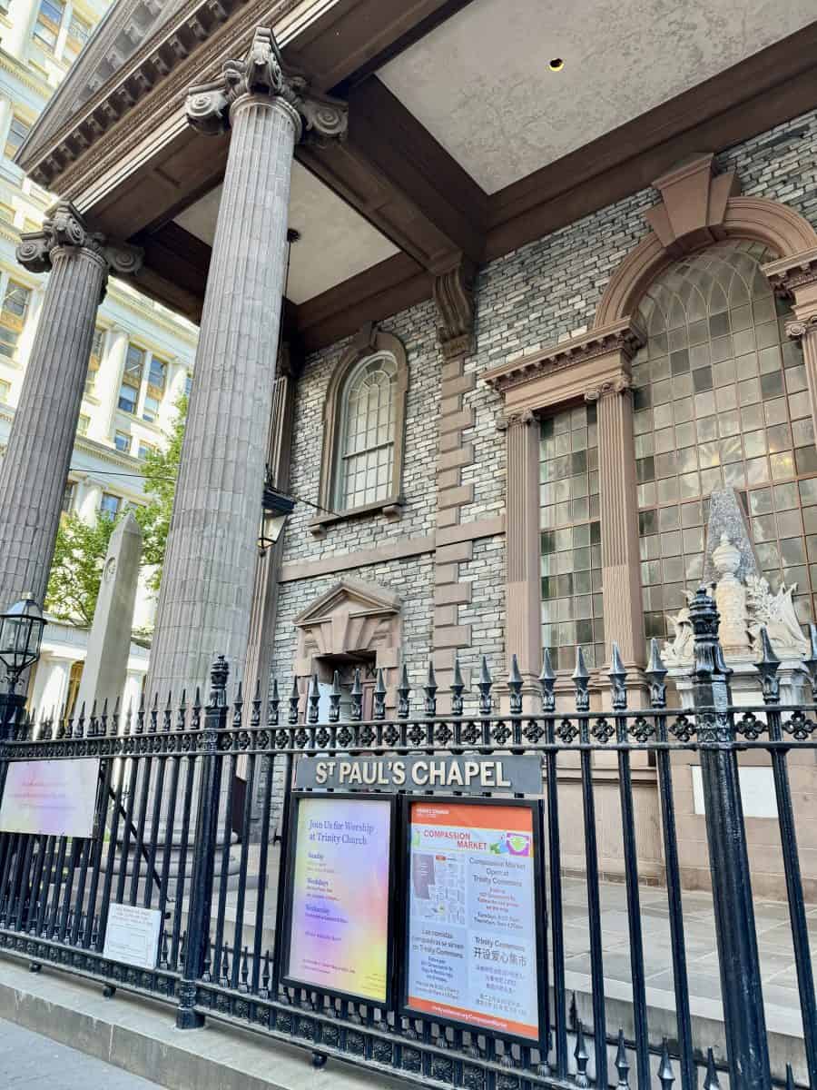 entrance to St. Paul's Chapel in NYC