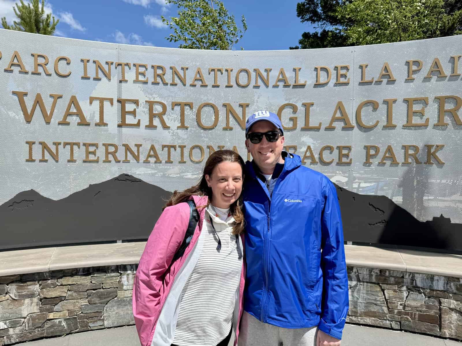 International Peace Park sign in Waterton Lakes National Park in Alberta, Canada