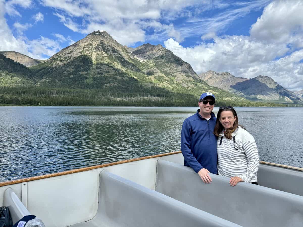 boatride on  Upper Lake of Waterton Parks National Park in Alberta, Canada.