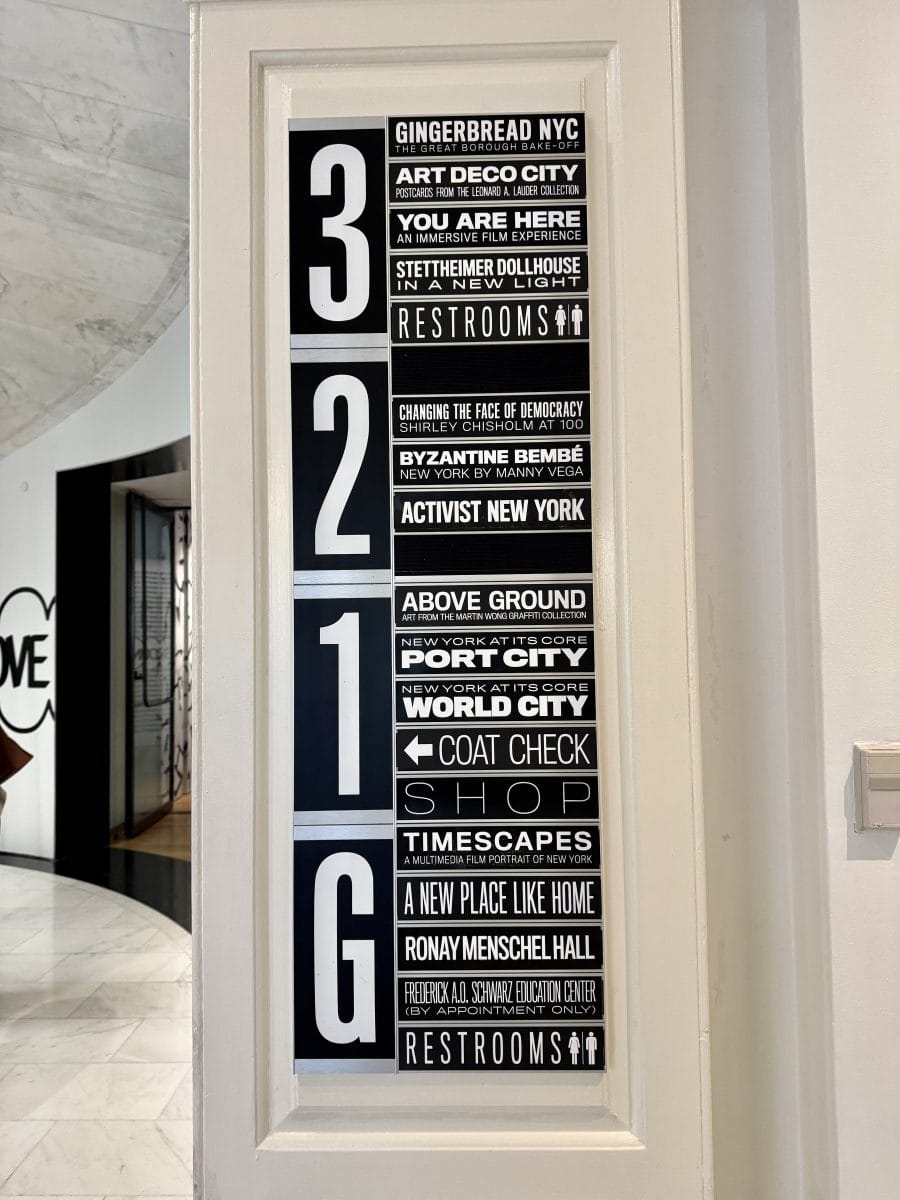 exhibit list at he Museum of the City of New York in Manhattan, New York