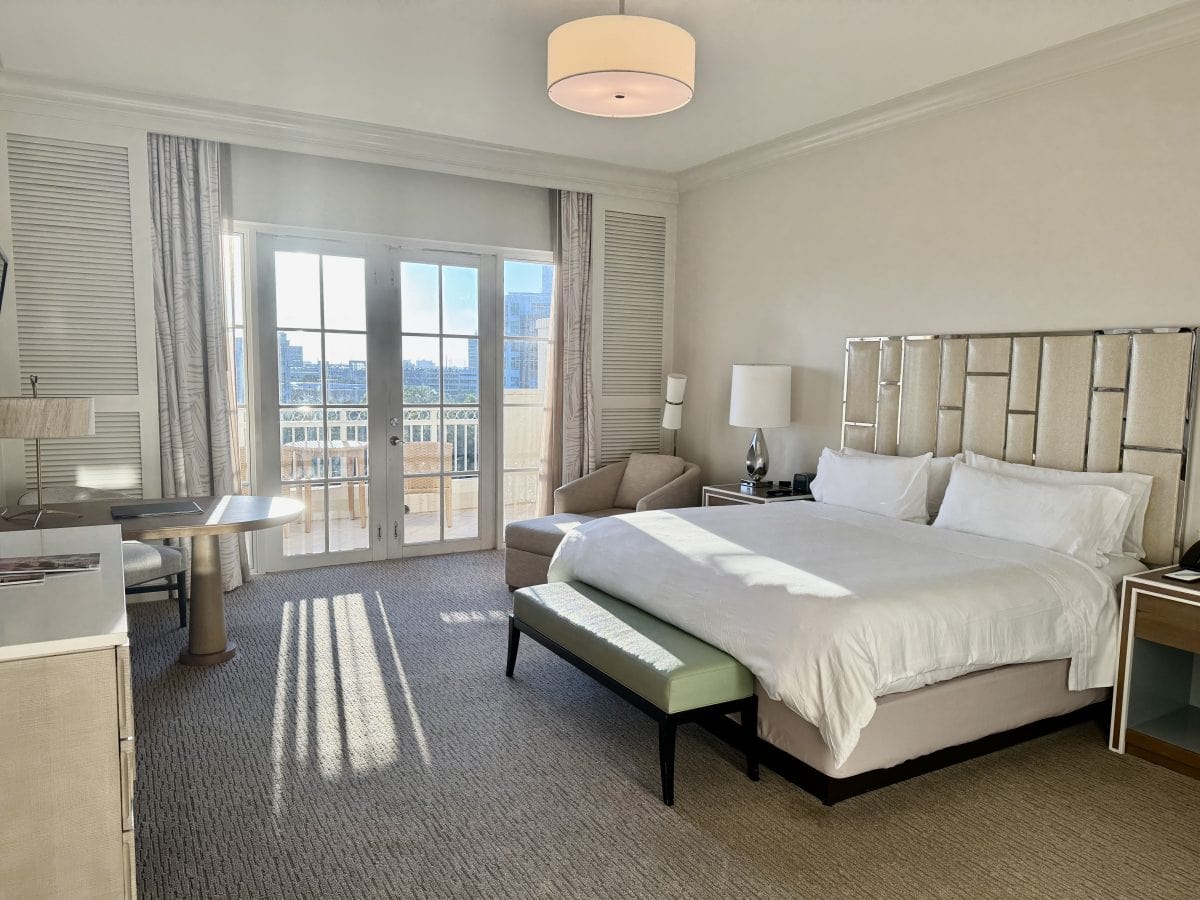 traditional king size guest room at the JW Marriott Turnberry Resort and Spa in Miami, Florida