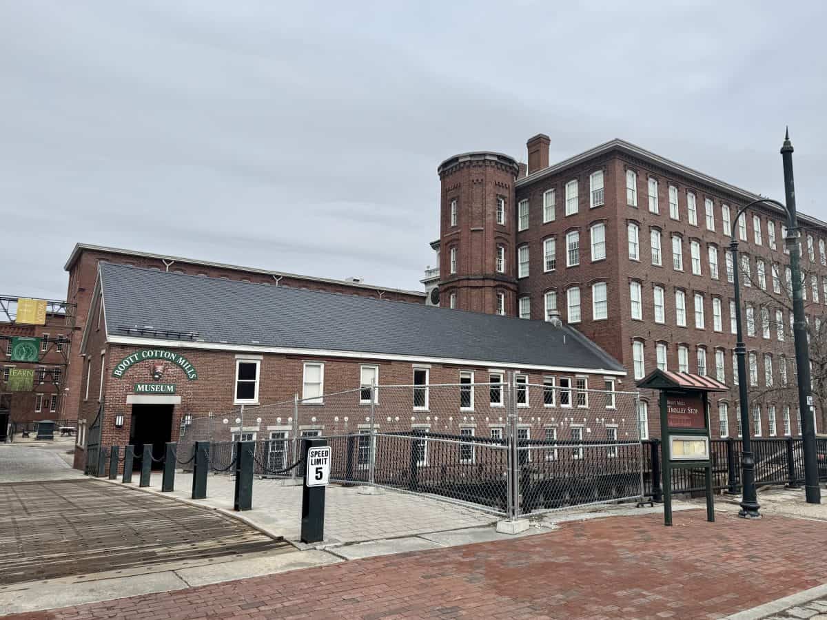 entrance to Boott Cotton Mills Museums at Lowell National Historical Park in Lowell, Massachusetts