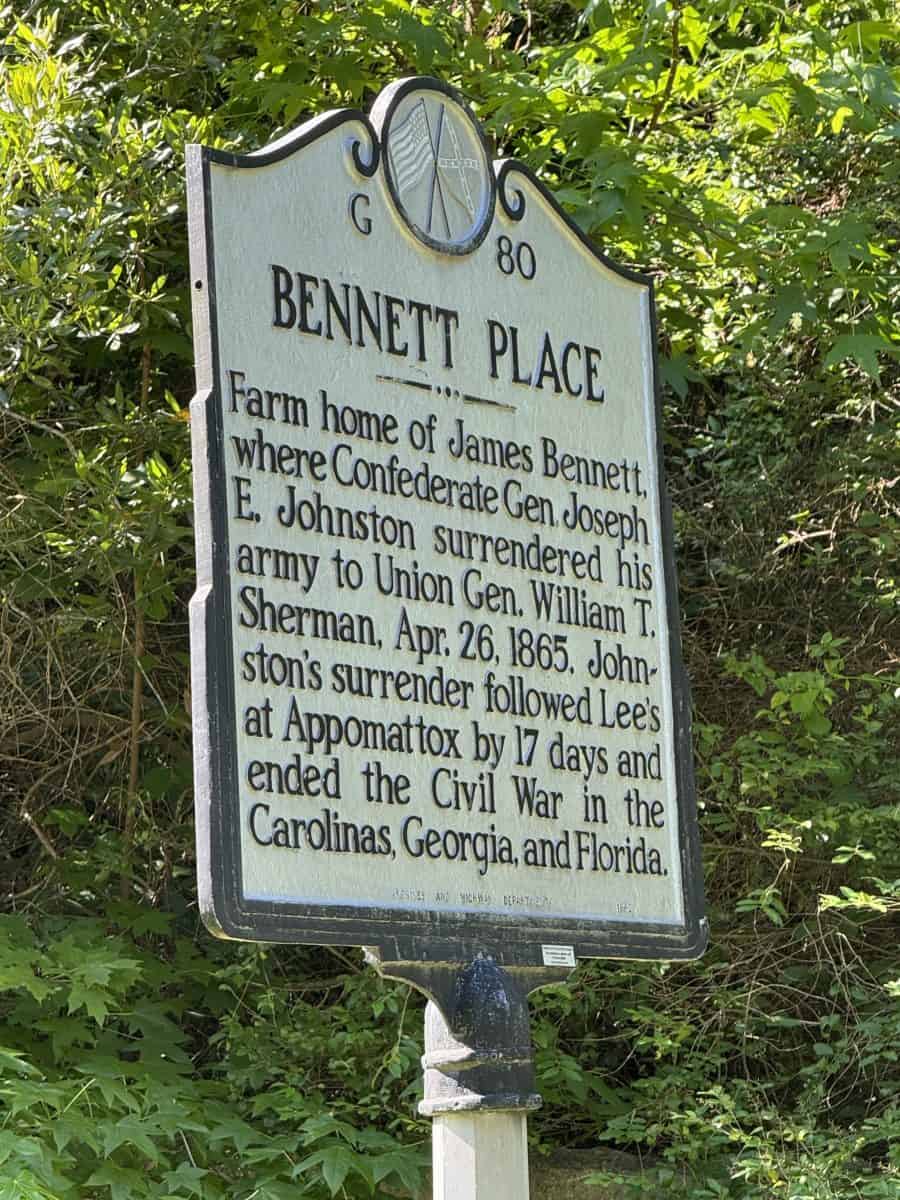 Bennett Place sign in Durham, NC