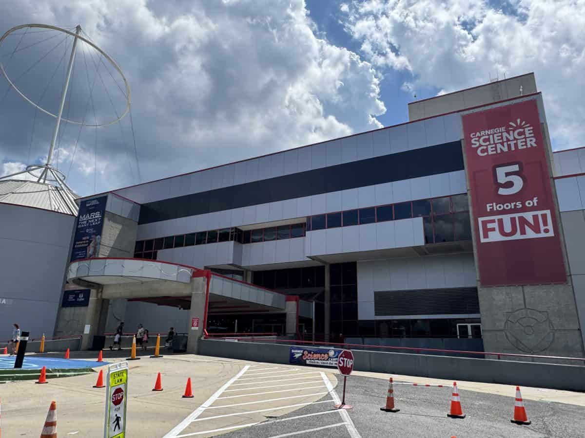 main entrance to the Carnegie Science Center in Pittsburgh, PA