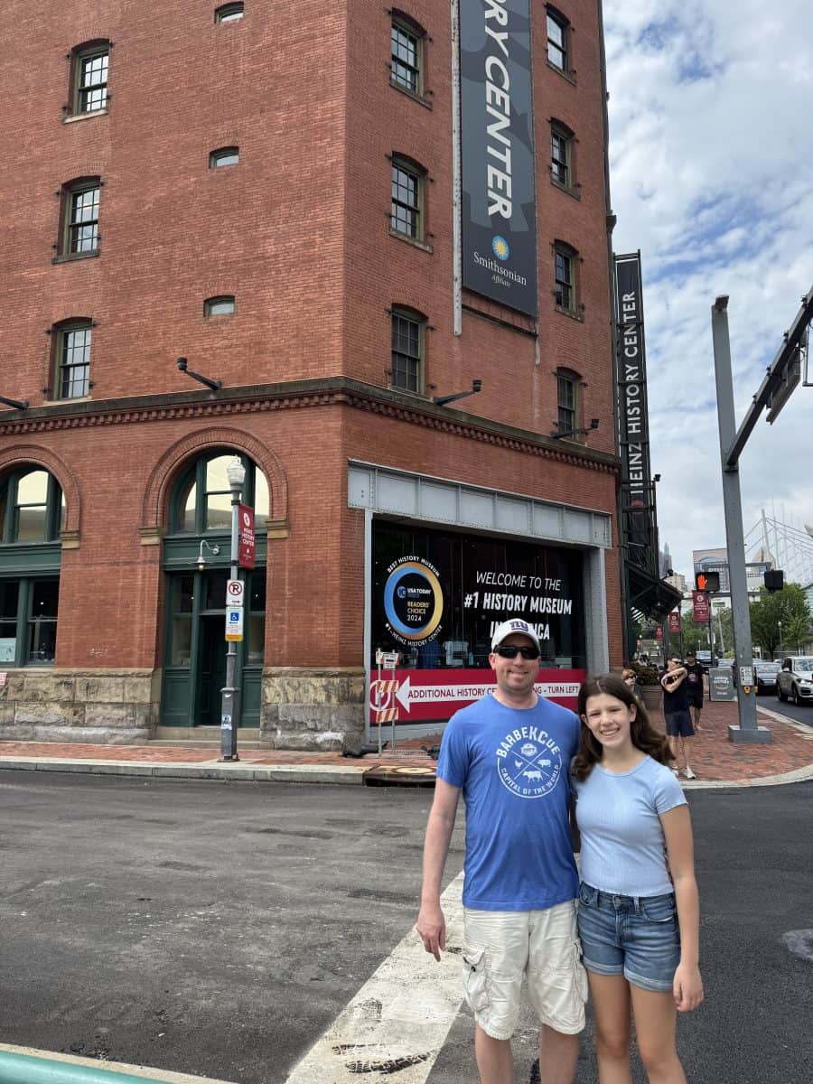 outside the main entrance to the Heinz History Center in Pittsburgh, PA