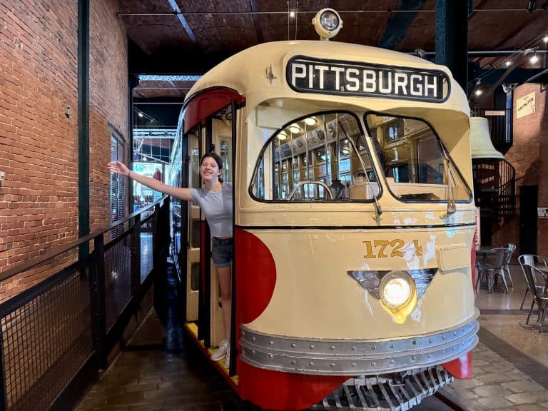 decommissioned bus inside the Heinz History Center in Pittsburgh, PA