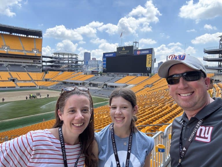 in front of the field at Acrisure Stadium in Pittsburgh, PA