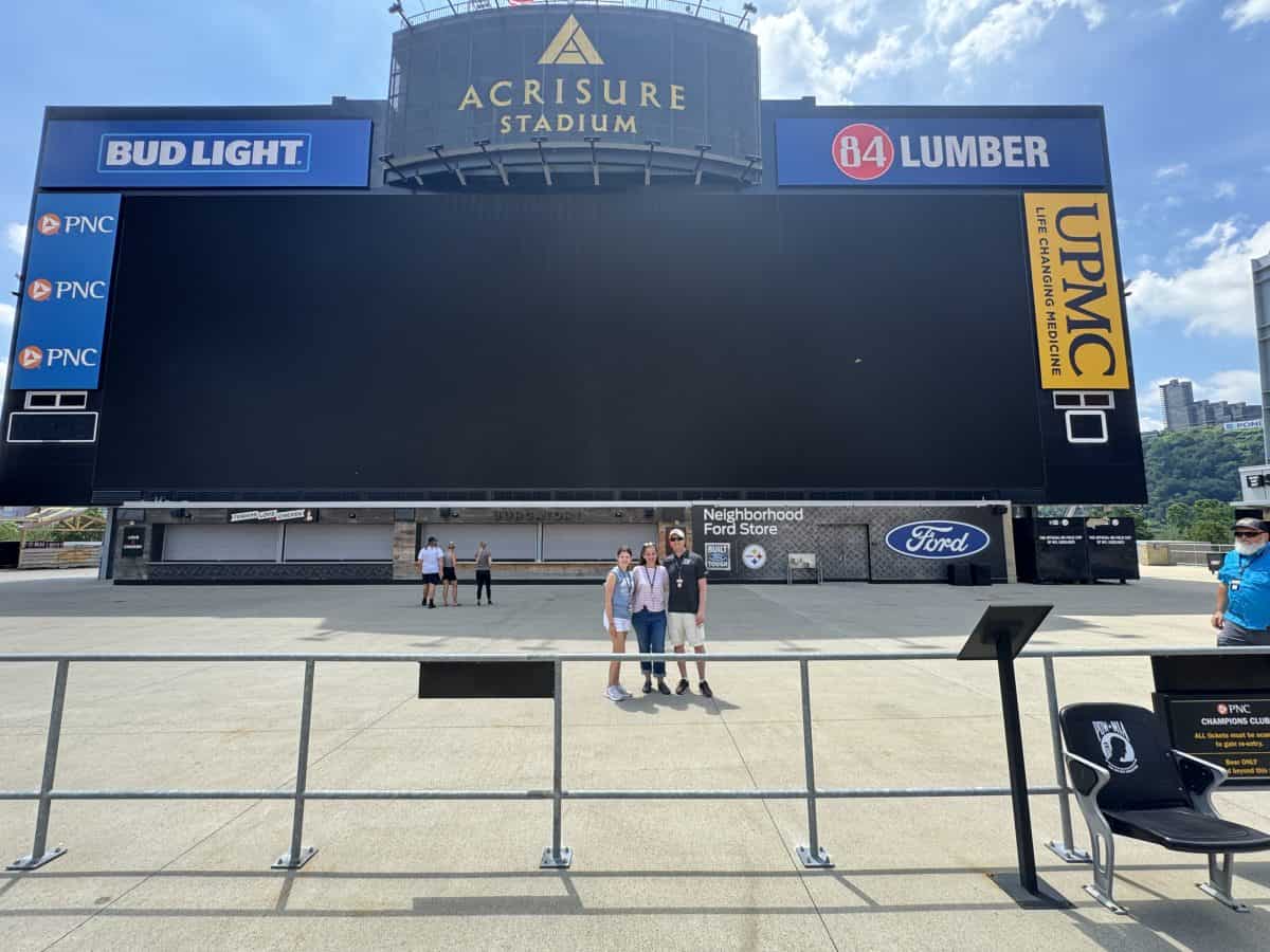 under the Jumbotron at Acrisure Stadium in Pittsburgh, Pennsylvania