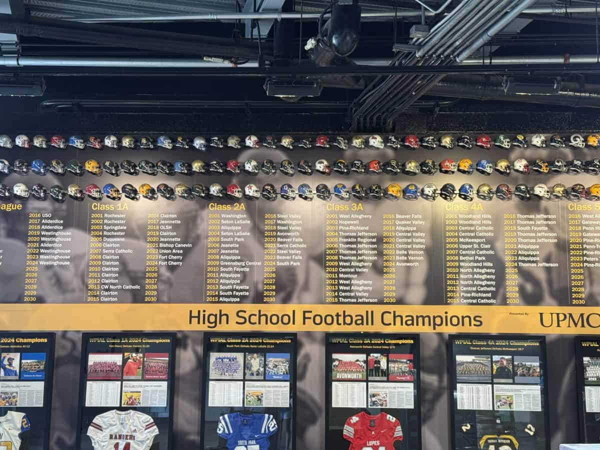 Western Pennsylvania high school champion display at Acrisure Stadium in Pittsburgh, Pennsylvania
