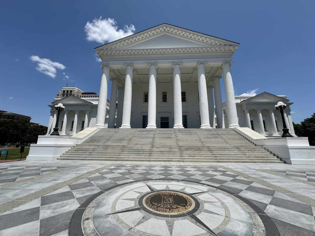 front entrance to the Virginia State Capitol