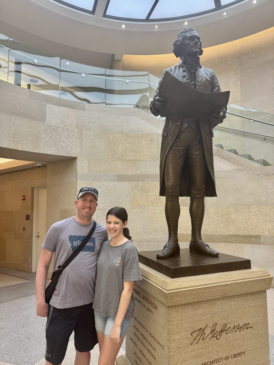 statue inside Virginia State Capitol Visitor Center