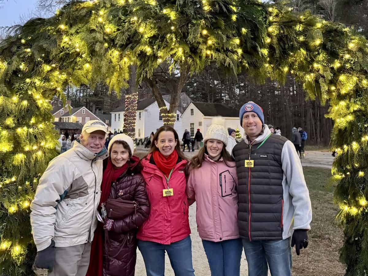 our family at Christmas by Candlelight at Old Sturbridge Village in Sturbridge, MA