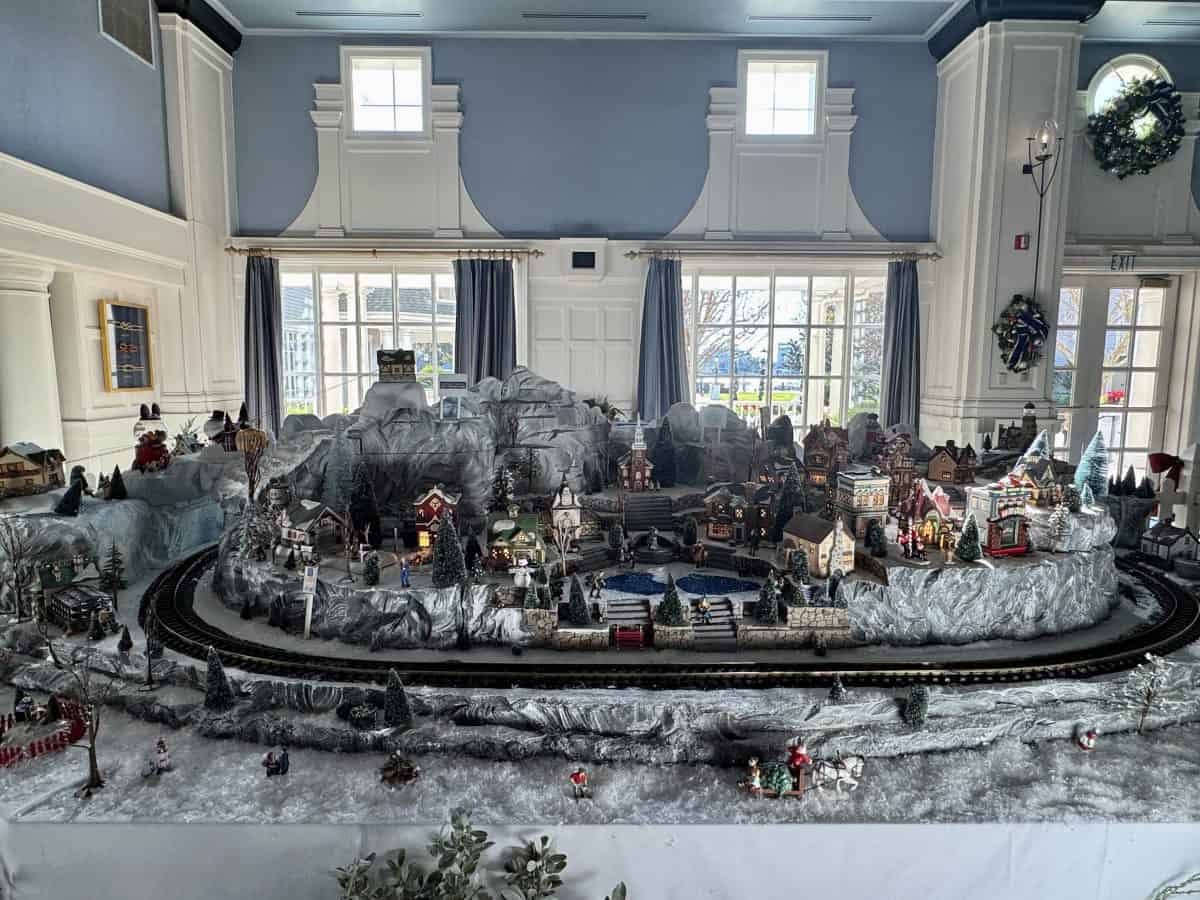 holiday train display at Disney's Yacht Club resort