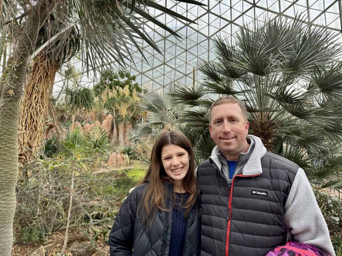 our family inside the desert dome in The Mitchell Park Domes in Milwaukee, Wisconsin