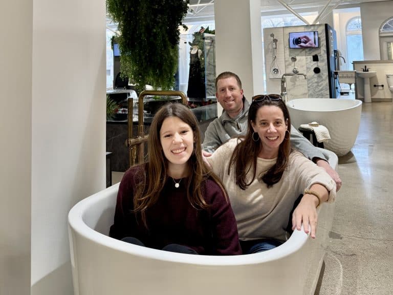 posing in a tub at The Kohler Design Center in Kohler, WI