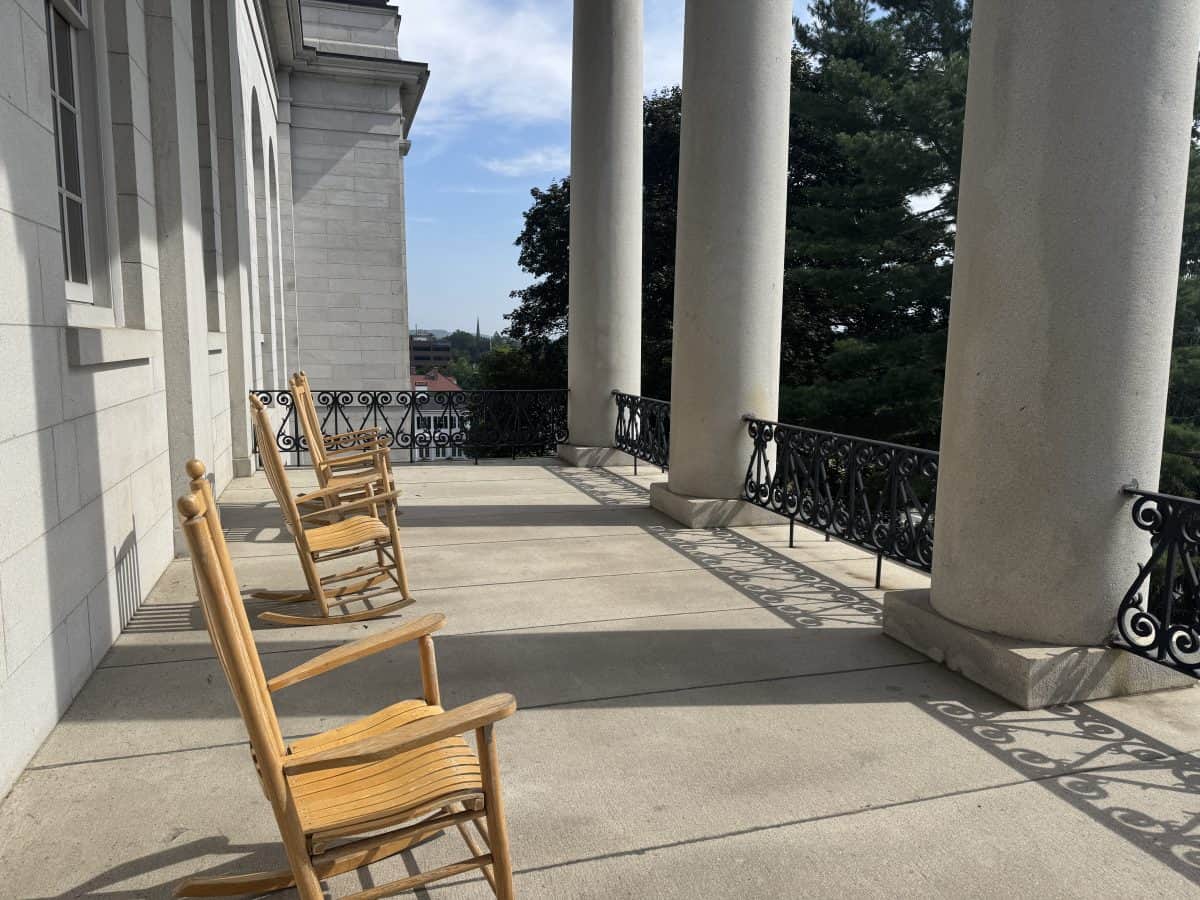 Third floor balcony at Maine State House in Augusta, Maine
