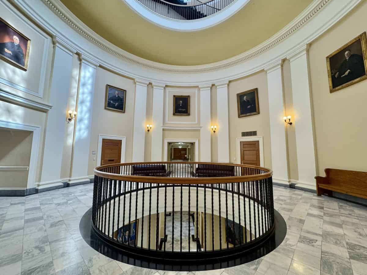 3rd floor rotunda at Maine State House in Augusta, Maine