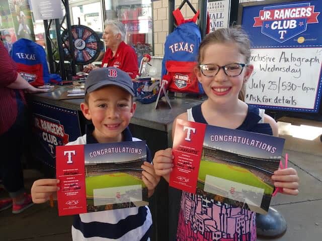 first game certificates at Texas Rangers baseball game