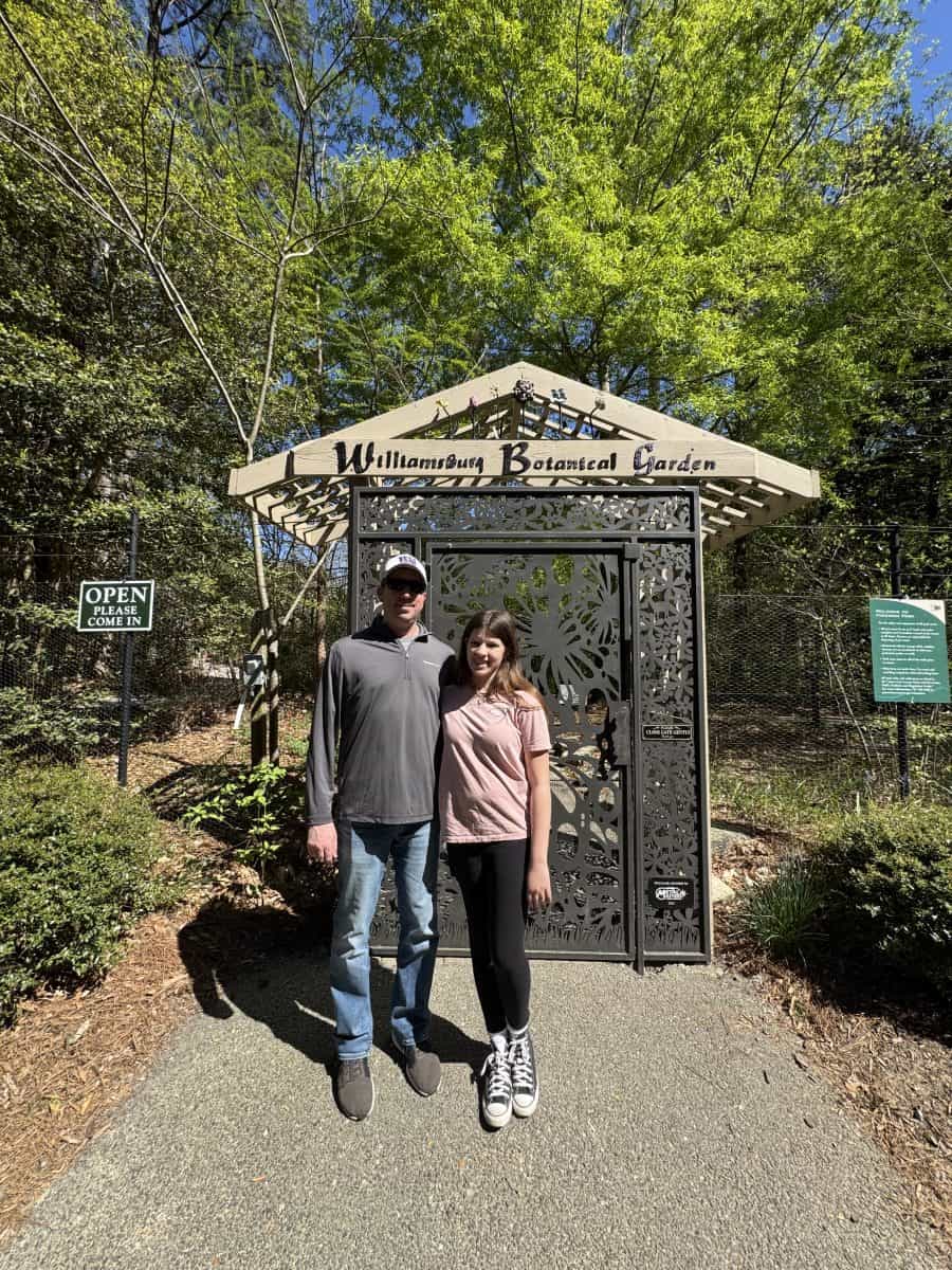 entrance to Williamsburg Botanical Garden inside Freedom Park in Williamsburg, VA