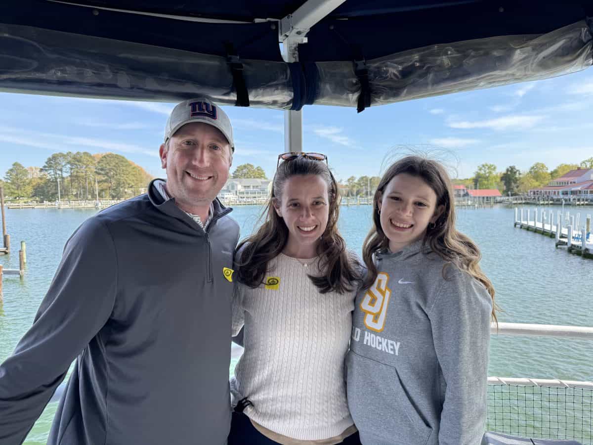 posing on board the Patriot ship at the Chesapeake Bay Maritime Museum in St Michaels, MD