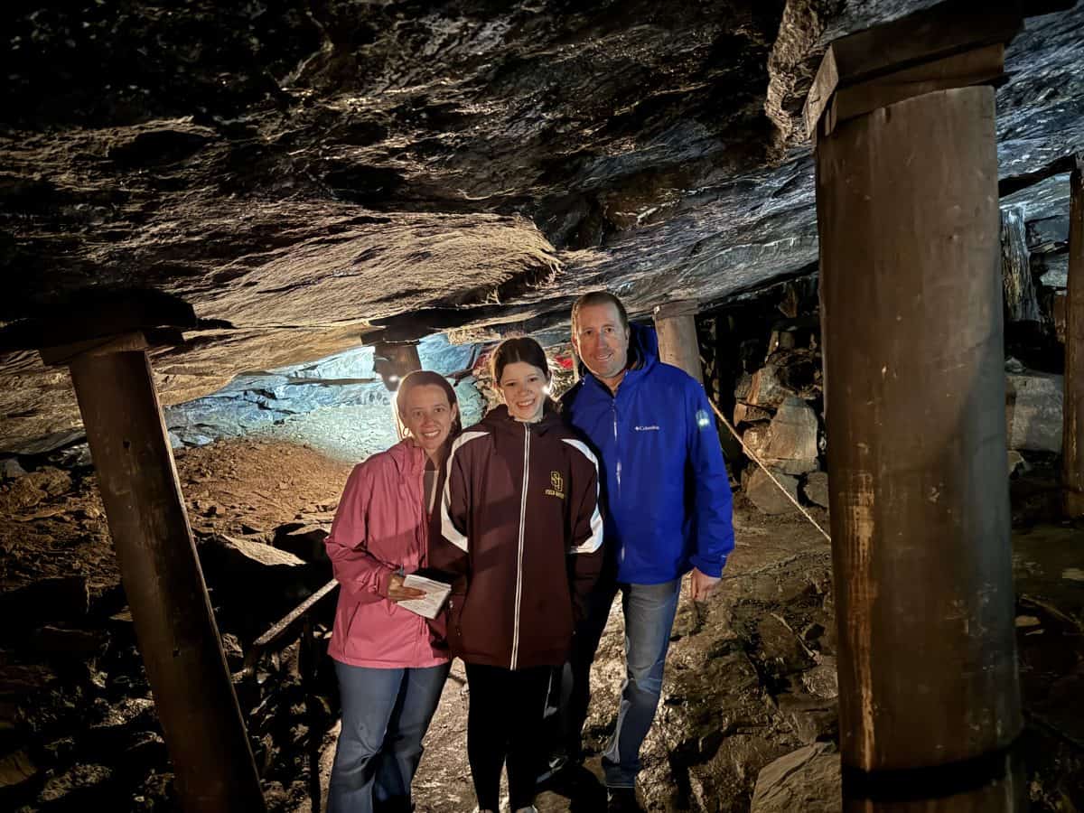 posing inside the cave a Old New-Gate Prison and Copper Mine in east Granby, CT