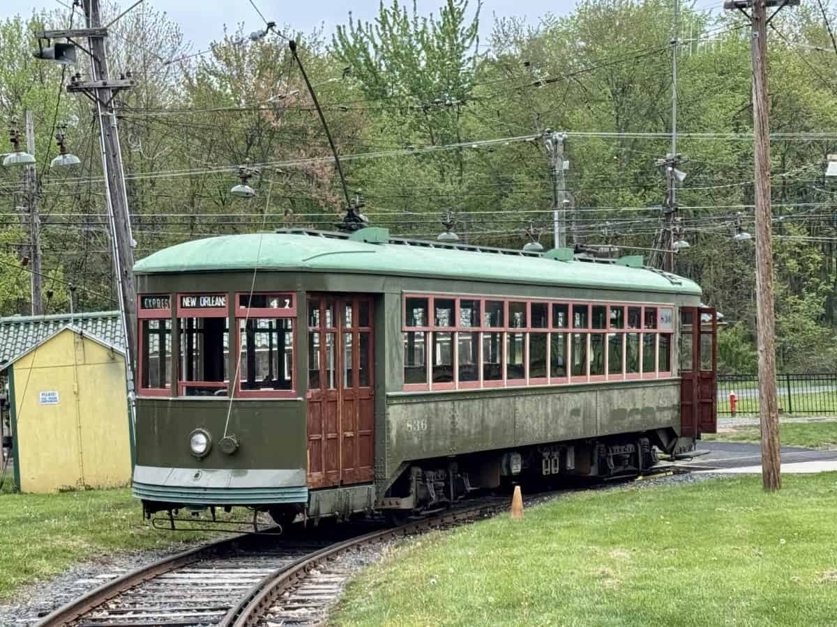 one of the train cars in the collection at the CT Trolley Museum in CT