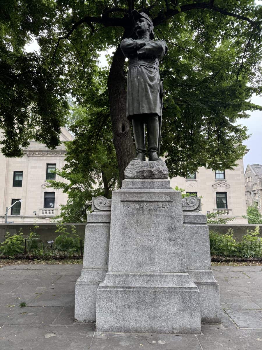 statue of General Butterfield in Sakura Park at General Grant National Memorial in New York City