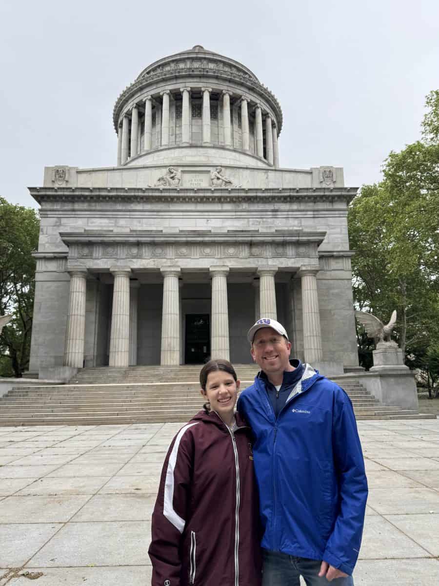 posing out front of the General Grant National Memorial in New York City