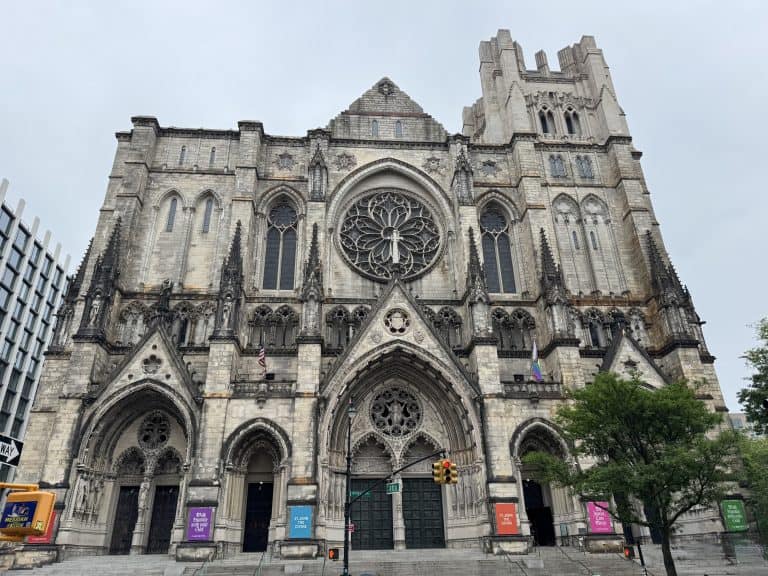 outside of the Cathedral of Saint John the Divine in New York City