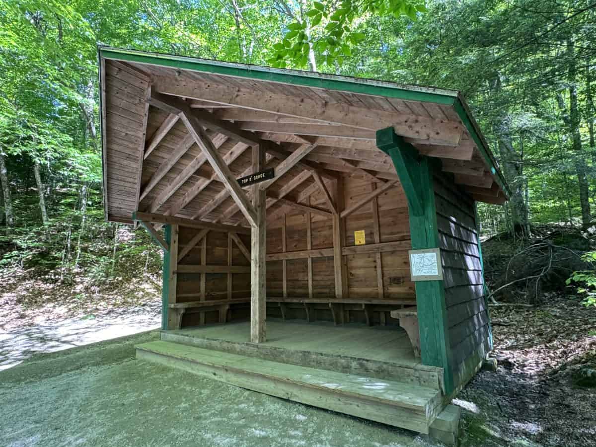 rain shelter at the Flume Gorge in Lincoln, NH