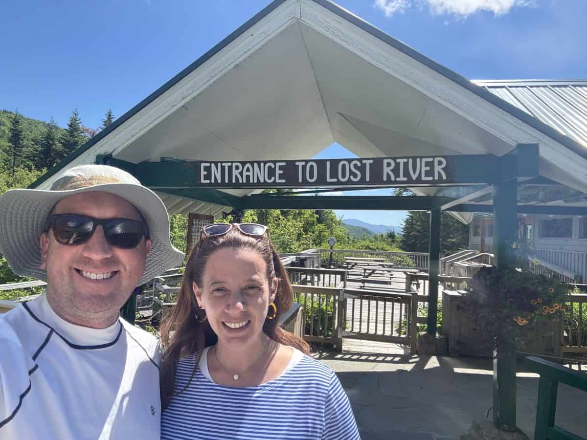 outside the entrance to Lost River Gorge and Caves in NH