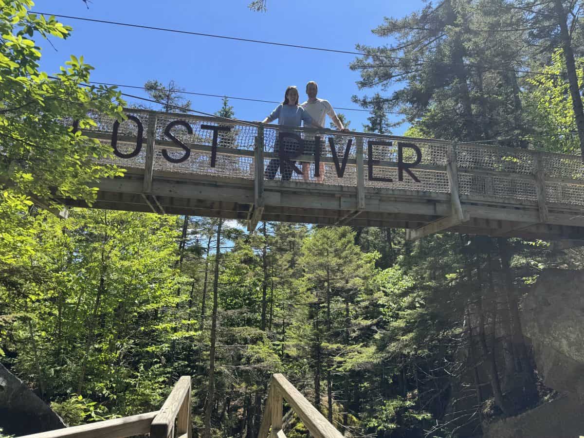 suspension bridge at Lost River Gorge and Caves in NH
