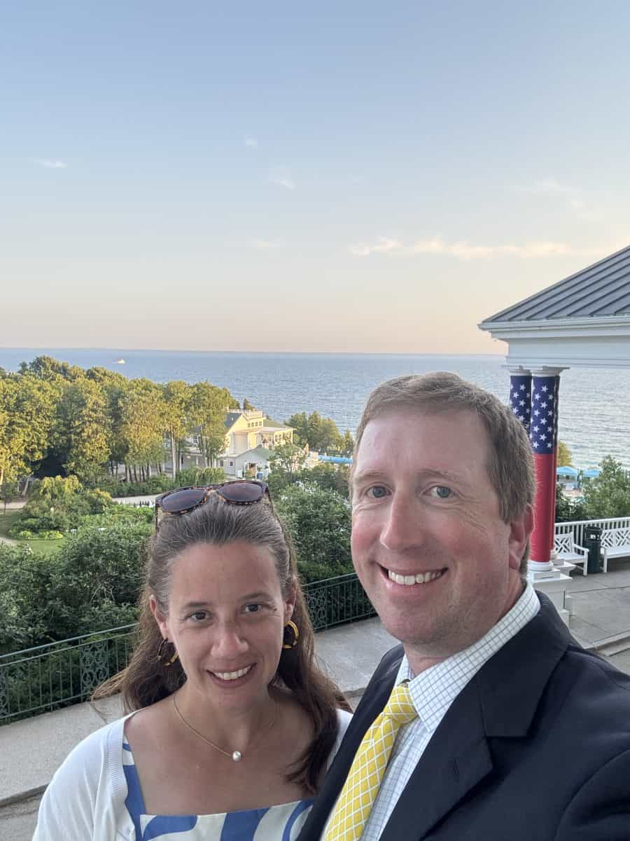 posing at the Grand Hotel on Mackinac Island