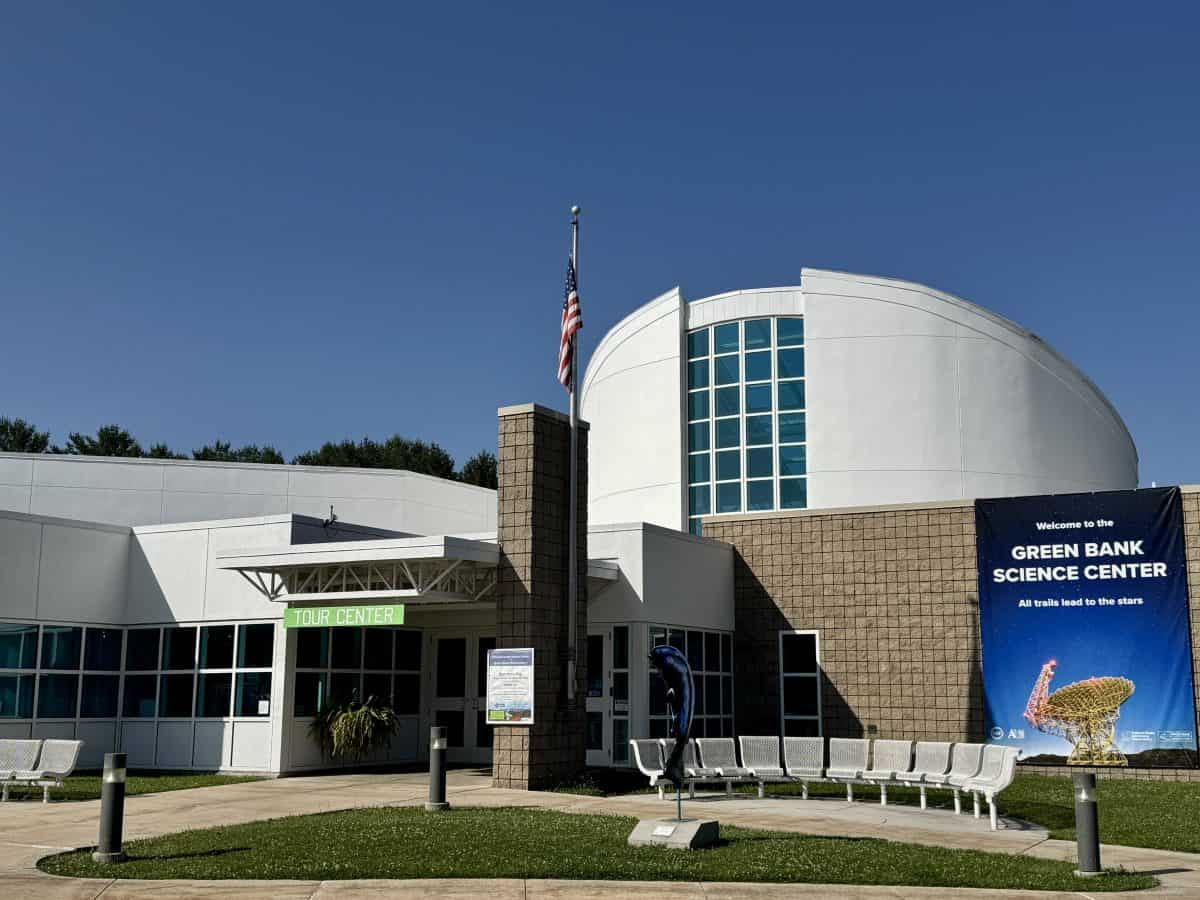 entrance to the Green Bank Observatory Science Center in West Virginia