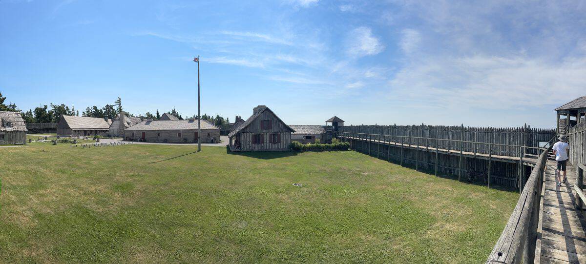 view of the Fort at Colonial Michilimackinac in Maciknaw City, Michigan