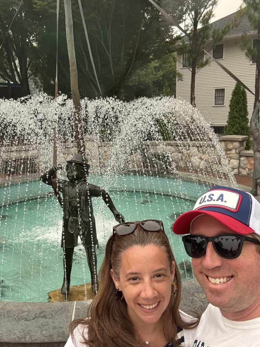 outside the fountain in the center of Frankenmuth, Michigan