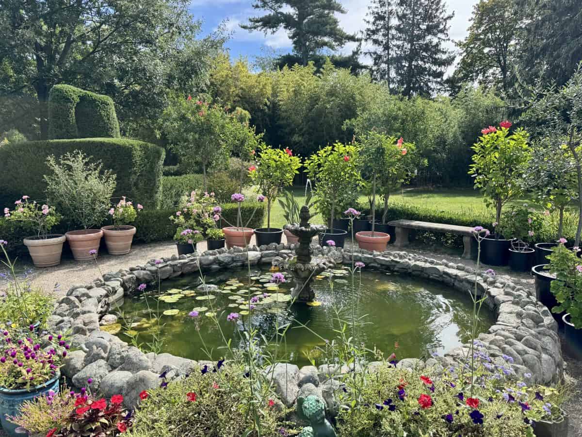 fish pond at Green Animals Topiary Garden in Portsmouth, RI