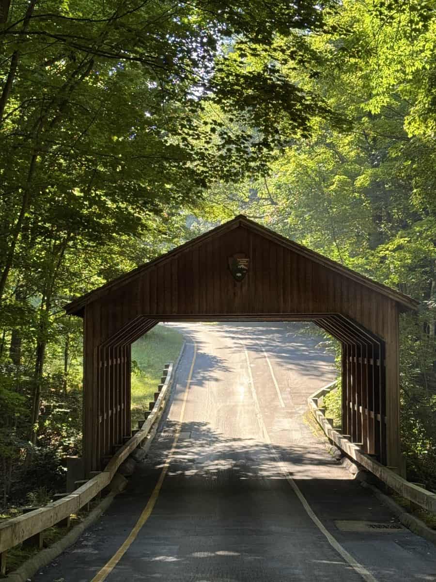 covered bridge on the Pierce Stocking Scenic Drive at Sleeping Bear Dunes National Lakeshore in Michigan