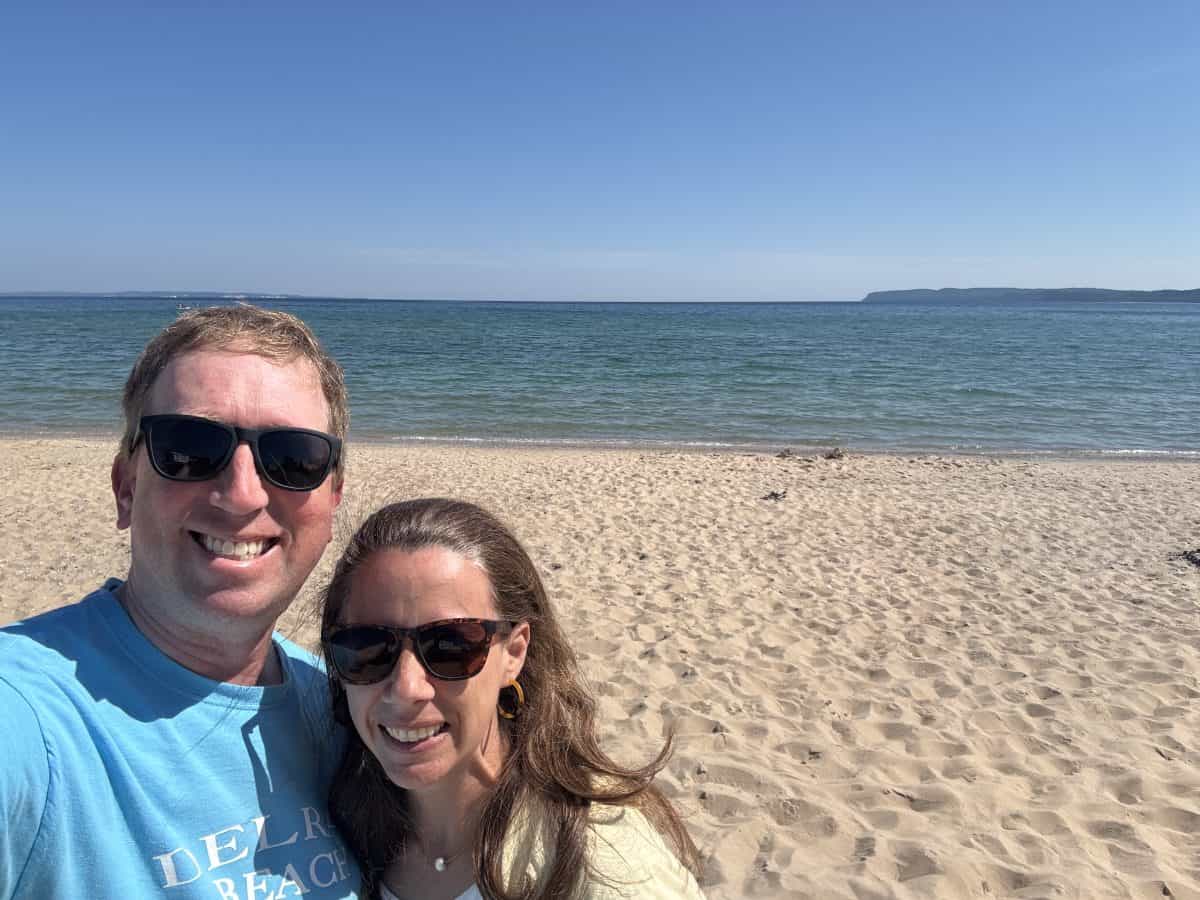 Posing on the beach at Glen Harbor Village in Sleeping Bear Dunes National Lakeshore in Michigan