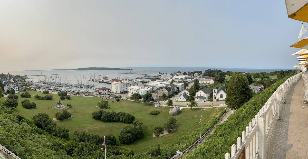 the view from the Tearoom at Fort Mackinac on Mackinac Island in Michigan